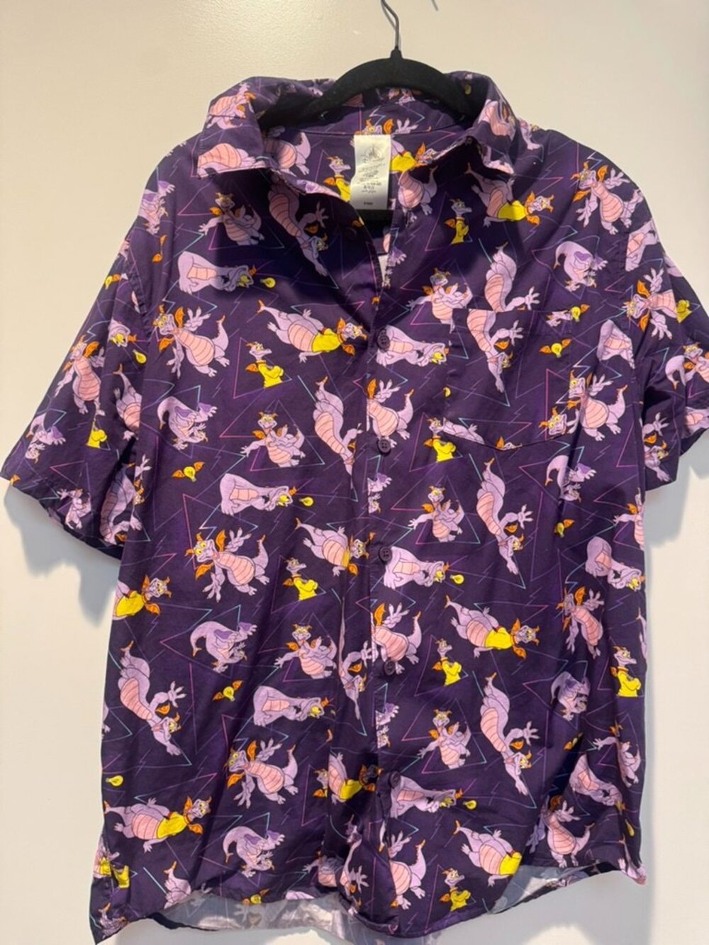 Disney Adult Shirt - EPCOT Figment Woven Button Down Disney World Large - Picture 2 of 5